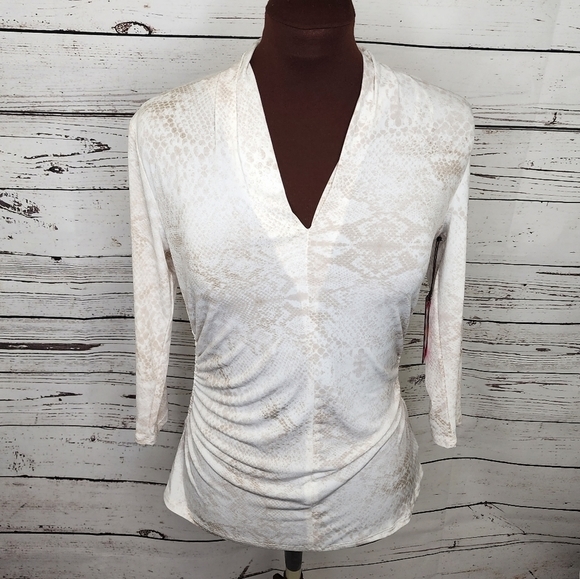 Vince Camuto Snake Reptile Skin 3/4 Sleeve‎ Blouse - Picture 1 of 7